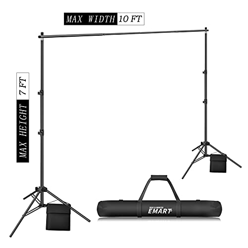 EMART Photo Video Studio 10Ft Adjustable Background Stand Backdrop Support System Kit with Carry Bag