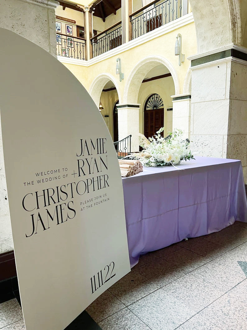 Arch Sign Wedding Welcome Sign Large Arched Panel with easel Entrance Sign Seating Chart Large Foam Board Custom text, color Light Weight