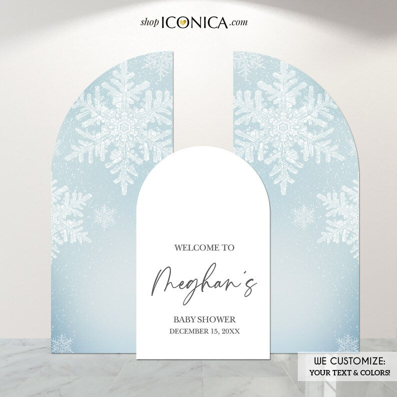 Arch Backdrop Winter Wonderland Backdrop Arch welcome Sign Wedding Bridal Shower,Engagement Party, any event,Custom Entrance Sign with easel