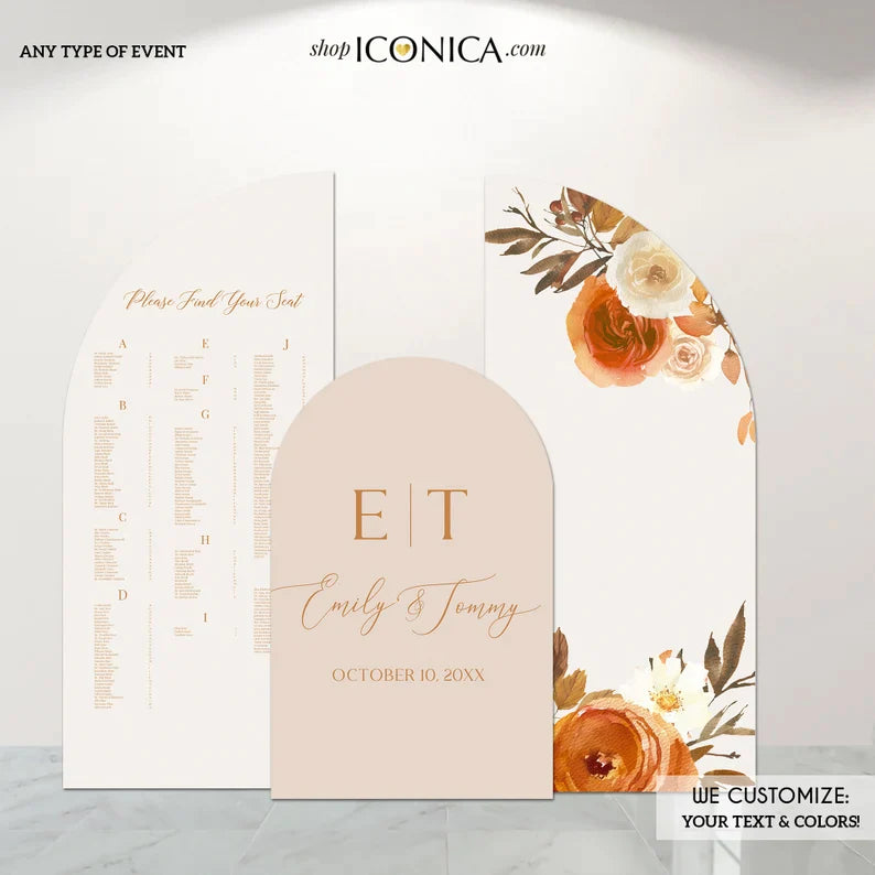 Arch Seating Chart welcome Sign Wedding Baby Shower or Bridal, any type of event, Arched Panel with easel Entrance Sign Foam Board