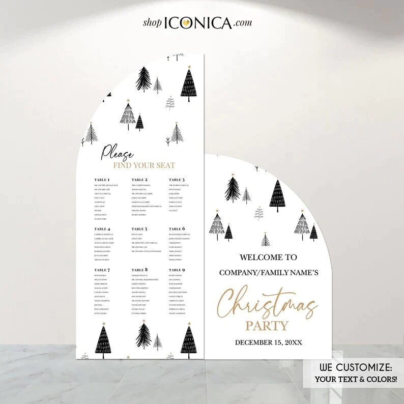 Arch Seating Chart Christmas Party Wedding Arch welcome Sign Custom Entrance Sign with easel Bridal Shower,Engagement Party or any event