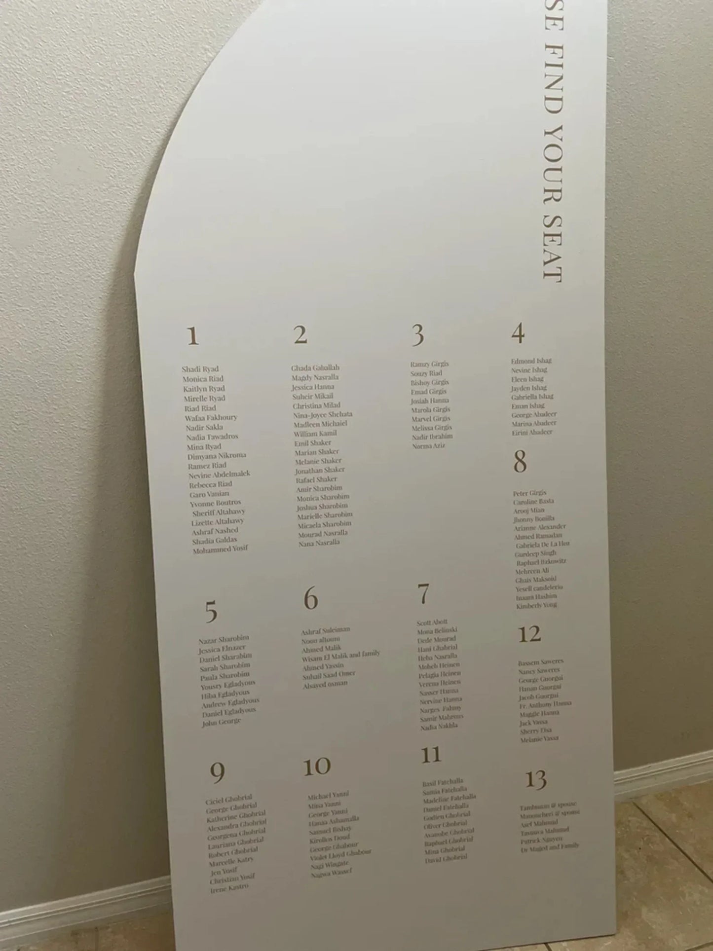 Arch Seating Chart welcome Sign Wedding Baby Shower or Bridal, any type of event, Arched Panel with easel Entrance Sign Foam Board