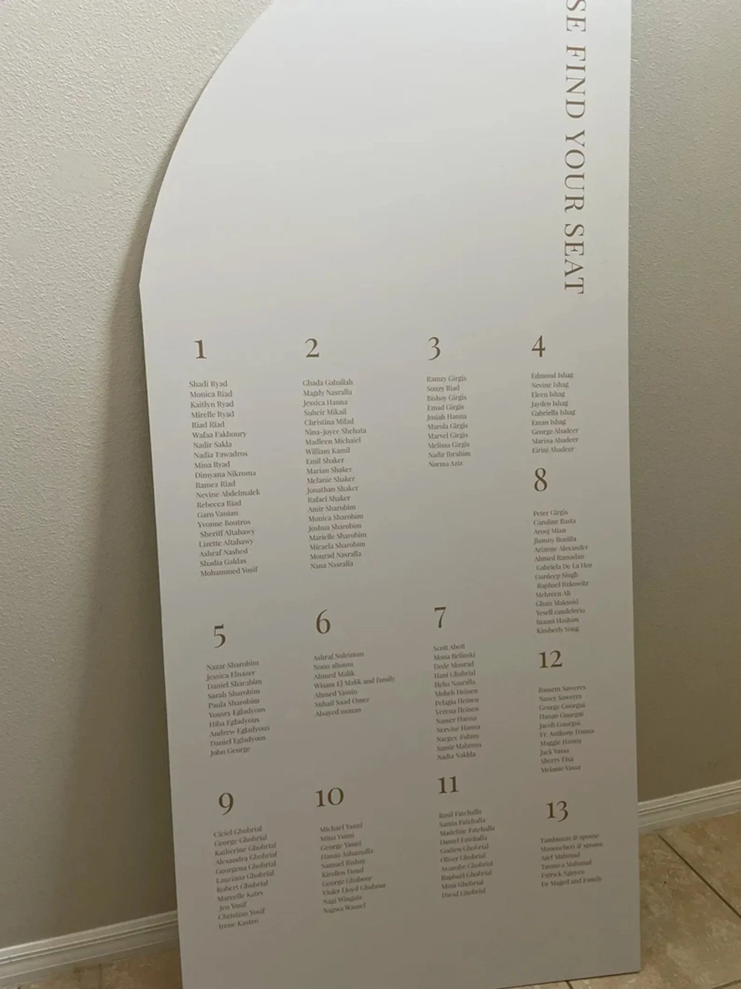 Wedding Arch Welcome & Itinerary Sign — Custom Foam Board