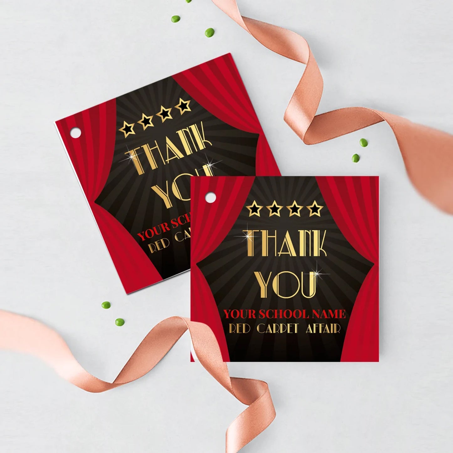 Hollywood theme Thank You Cards set Of 10 A2 Folded Cards Printed, Hollywood Red Carpet Cards,White A2 Envelopes Included,Oscars Movie Theme