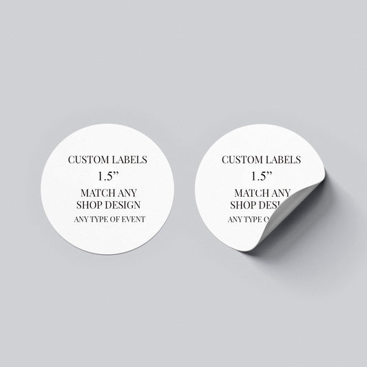Custom Labels 1.5" With Love and Thanks Stickers, Toppers, Party Logos, Sizes: 1.5" Stickers || A la carte || Made to match any ID invitation
