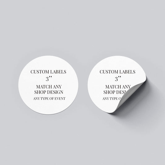Custom Labels 3" With Love and Thanks Stickers, Toppers, Party Logos, Sizes: 3" Stickers || A la carte || Made to match any ID invitation