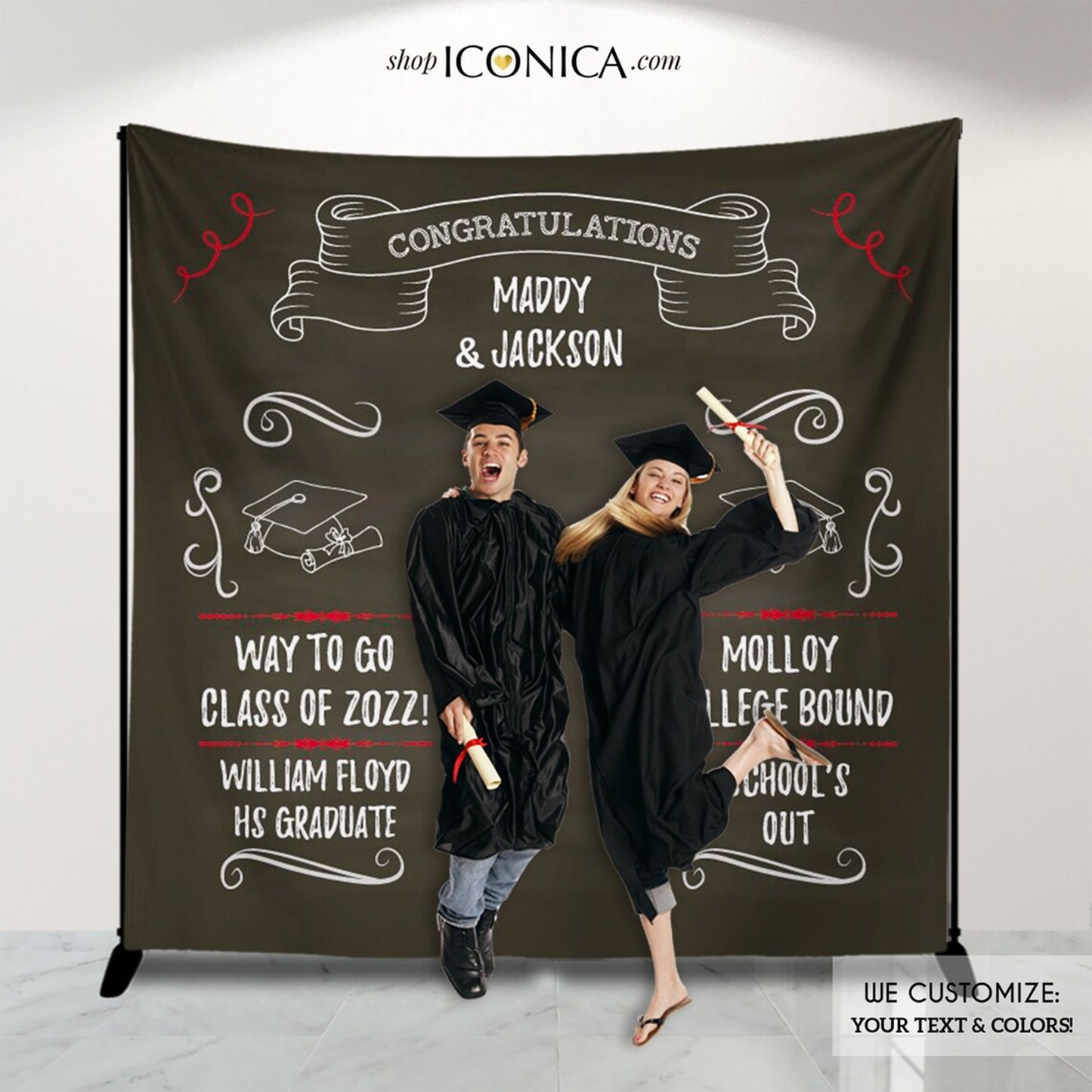 Graduation Photo Backdrop 2023 Personalized,Class of 2023 Virtual Graduation,Graduation Step and Repeat,Graduation Party Banner, Grad Party
