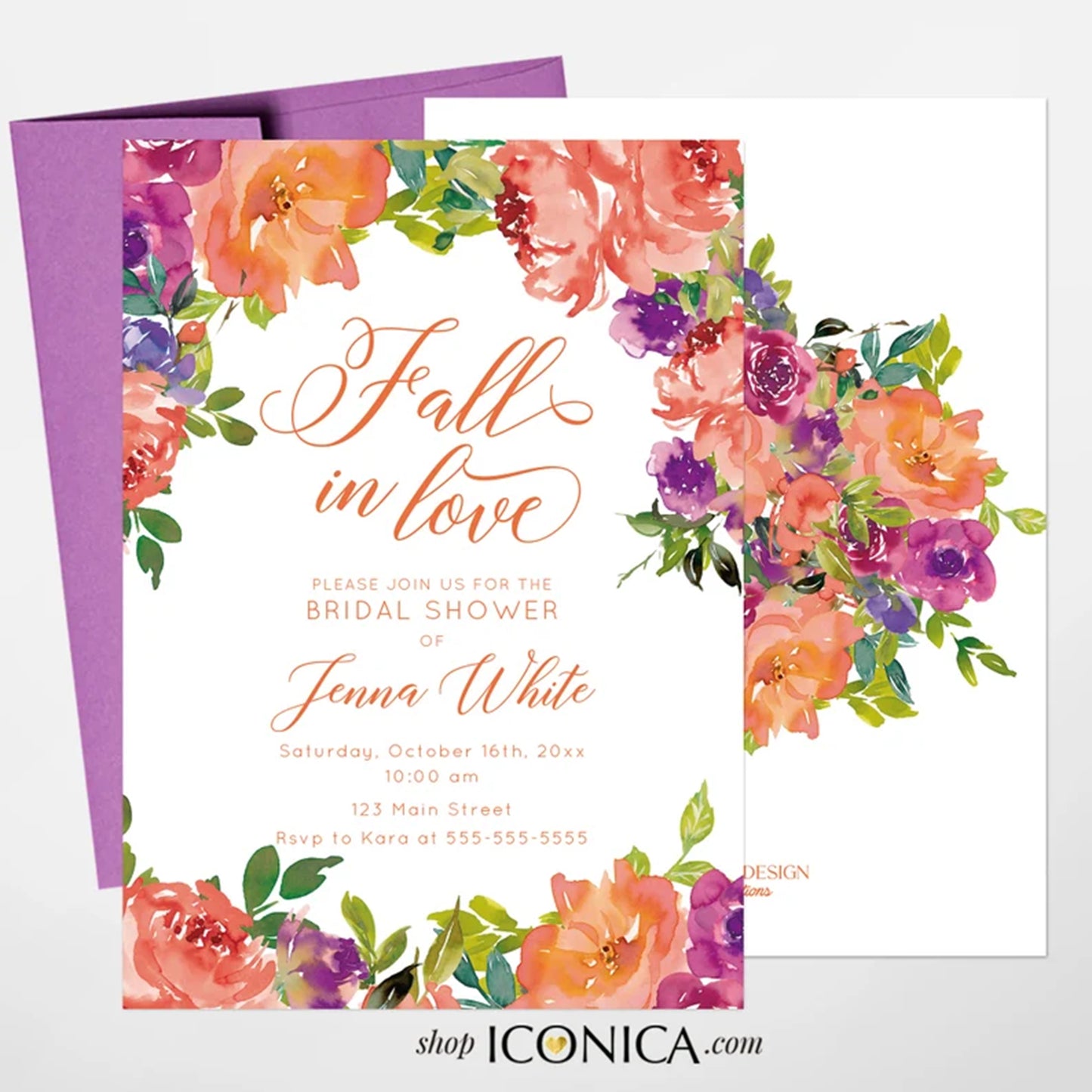 Fall in Love Bridal Shower Invitation,Fall Engagement party invitation,Floral Thanksgiving invitation,Fall dinner party Invite { Jenna }