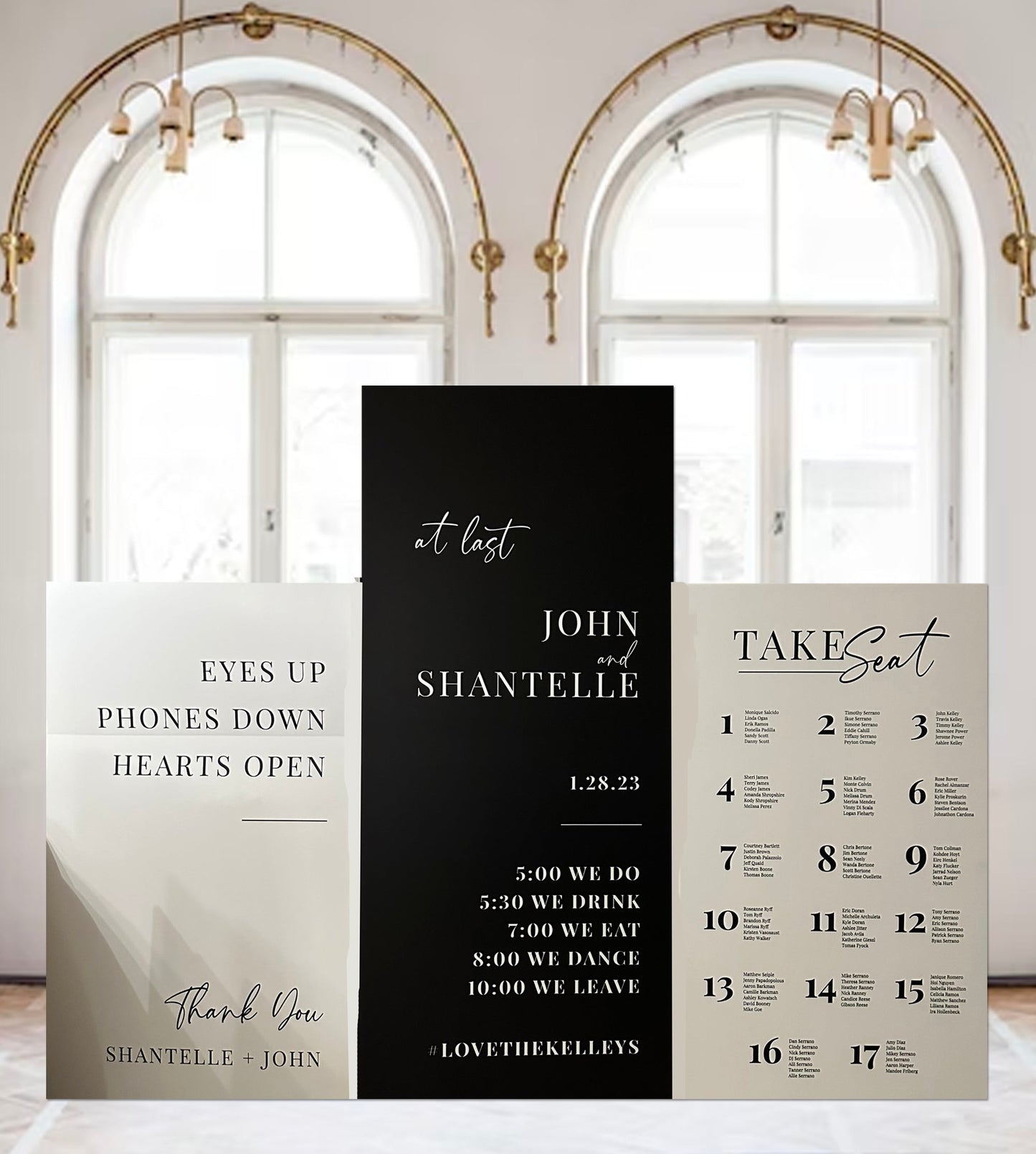 Wedding Arch Welcome & Itinerary Sign — Custom Foam Board