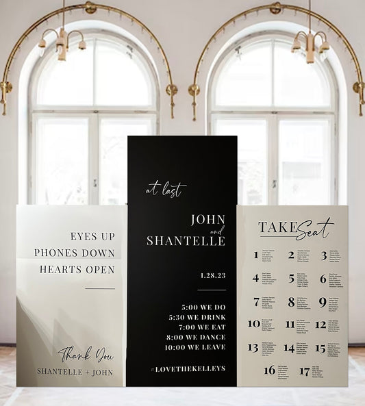 Wedding Arch Welcome Sign and Itinerary Large Wedding Sign Arched Panel with easel Entrance Sign Foam Board Custom text, color, Light Weight