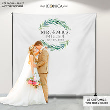Load image into Gallery viewer, Wedding Photo Booth Backdrop, Greenery Step And Repeat Backdrop, Engagement Party, Wedding Backdrop, Printed
