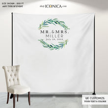 Load image into Gallery viewer, Wedding Photo Booth Backdrop, Greenery Step And Repeat Backdrop, Engagement Party, Wedding Backdrop, Printed
