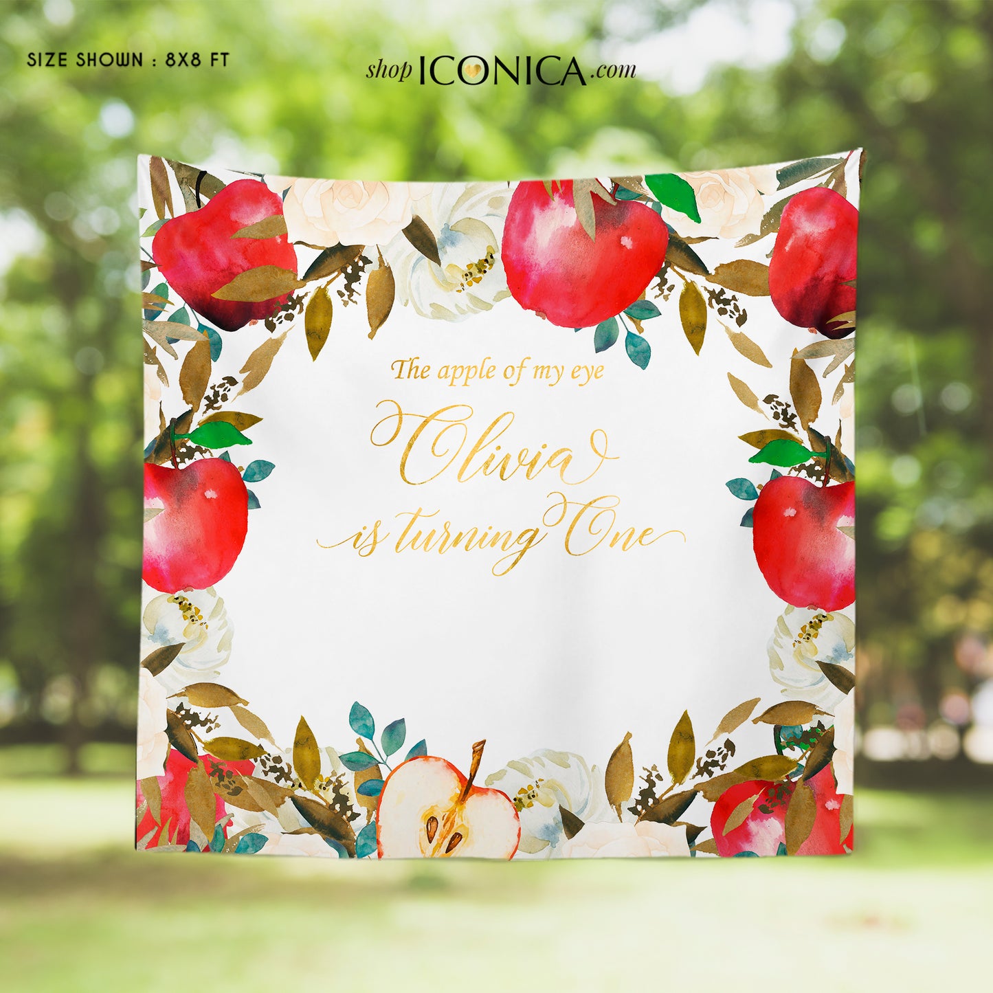 Apple of my eye Backdrop Apple Backdrop Personalized Fall Party Backdrop Fruit Party Photo Booth {Apple of my eye Collection}