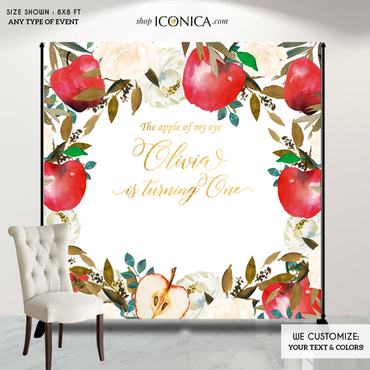 Apple of my eye Backdrop Apple Backdrop Personalized Fall Party Backdrop Fruit Party Photo Booth {Apple of my eye Collection}