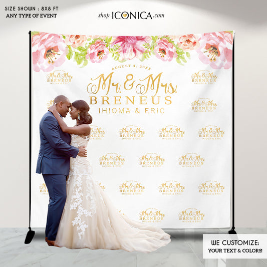 Engagement party decorations, Floral Photo Booth Backdrop,Custom Step And Repeat Backdrop, Wedding Backdrop, Printed BWD0026