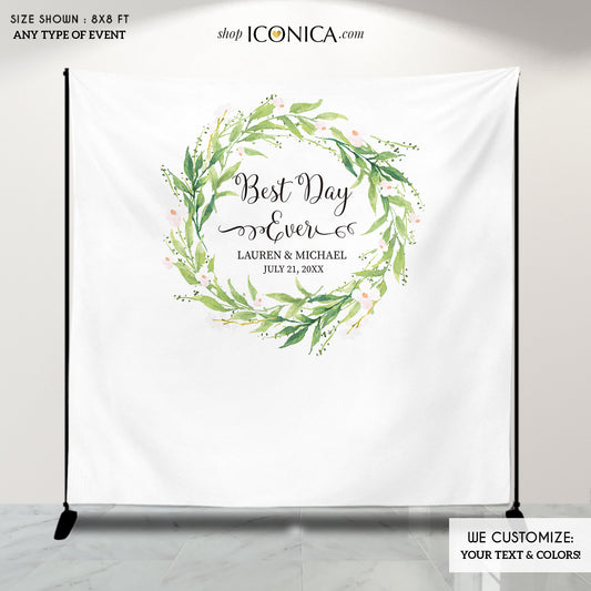 Wedding backdrop, Greenery backdrop, White and greenery Personalized backdrop, Personalized Wedding backdrop, photo backdrop BWD0028