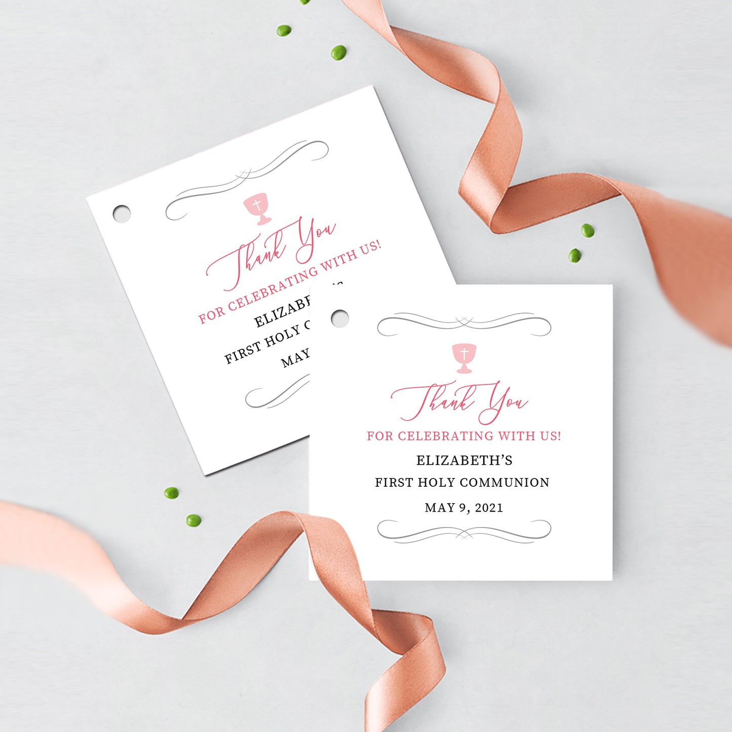 First Communion Invitation Girl Elegant Event Paper Set, Classic and Simple Chalice and Doves Communion Collection, Any Religious Event