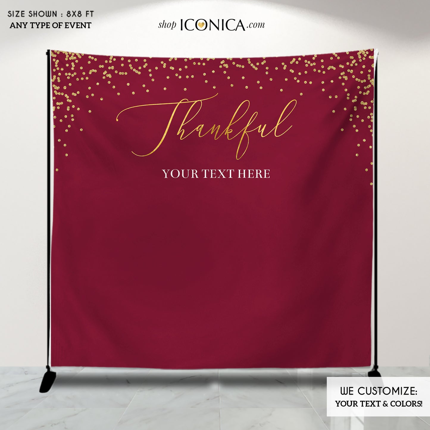 Burgundy Thanksgiving Decor, Thanksgiving Backdrop,Thanksgiving Dinner,Thanksgiving Feast Banner, Printed vinyl Banner, Ready to Ship