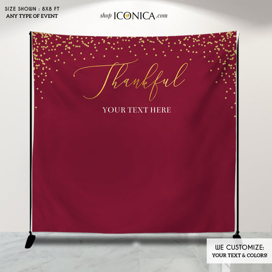 Burgundy Thanksgiving Decor, Thanksgiving Backdrop,Thanksgiving Dinner,Thanksgiving Feast Banner, Printed vinyl Banner, Ready to Ship