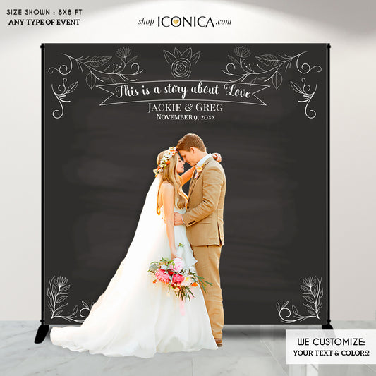 Wedding Photo Backdrop, Custom Step And Repeat Backdrop, Engagement Party Banner, Floral Wedding Backdrop, Printed BWD0050