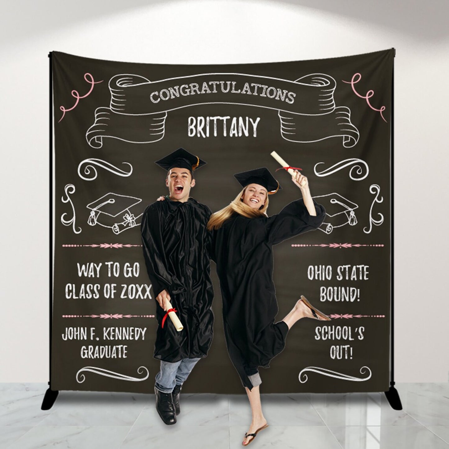 Graduation Photo Backdrop 2023 Personalized,Class of 2023 Virtual Graduation,Graduation Step and Repeat,Graduation Party Banner, Grad Party