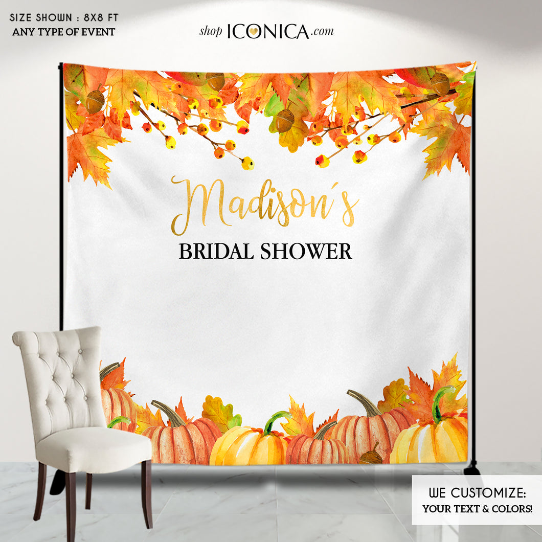 Fall Bridal Shower decor Personalized,Fall Party Backdrop,Thanksgiving Feast Banner, Pumpkin Fall Banner,any text, Printed