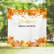Load image into Gallery viewer, Fall Bridal Shower decor Personalized,Fall Party Backdrop,Thanksgiving Feast Banner, Pumpkin Fall Banner,any text, Printed
