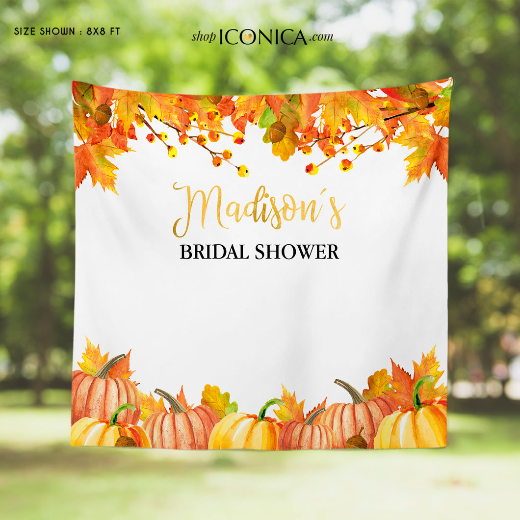 Fall Bridal Shower decor Personalized,Fall Party Backdrop,Thanksgiving Feast Banner, Pumpkin Fall Banner,any text, Printed
