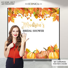 Load image into Gallery viewer, Fall Bridal Shower decor Personalized,Fall Party Backdrop,Thanksgiving Feast Banner, Pumpkin Fall Banner,any text, Printed
