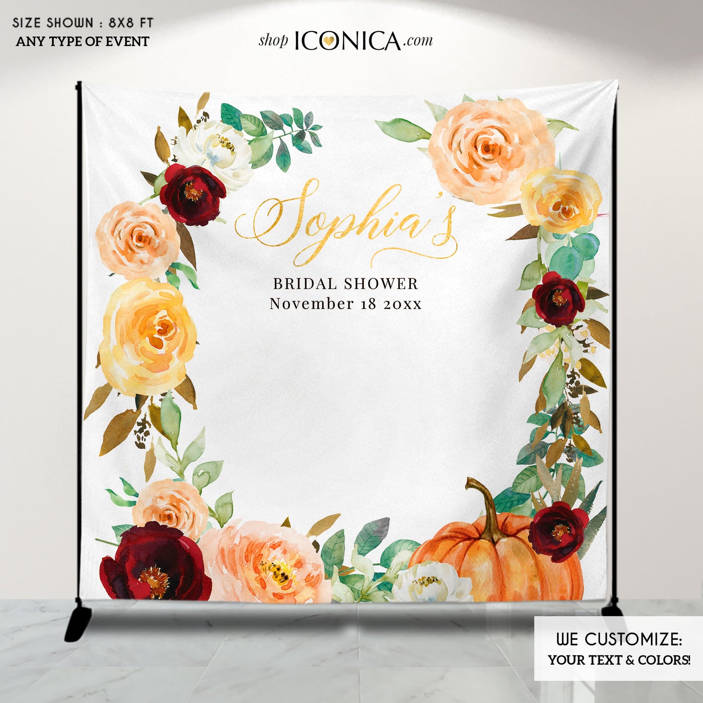 Fall in Love Bridal Shower Backdrop,Fall Engagement party Backdrop,Fall Leaves, Fall bridal party backdrop {Amber Collection}