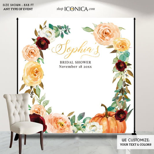 Fall in Love Bridal Shower Backdrop,Fall Engagement party Backdrop,Fall Leaves, Fall bridal party backdrop {Amber Collection}