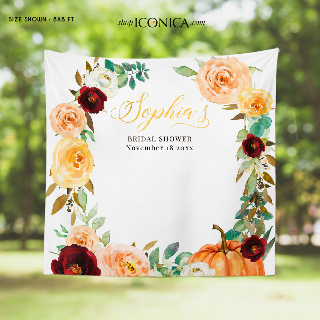 Fall in Love Bridal Shower Backdrop,Fall Engagement party Backdrop,Fall Leaves, Fall bridal party backdrop {Amber Collection}