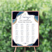 Load image into Gallery viewer, First Communion Invitation Boy Elegant Geode Event Paper Set,Geode Navy Gold Communion Collection,Any Religious Event,more colors available
