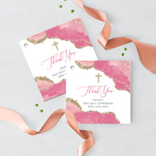 Load image into Gallery viewer, First Communion Invitation Girl Elegant Geode Event Paper Set,Geode Pink Gold Communion Collection,Any Religious Event,more colors available
