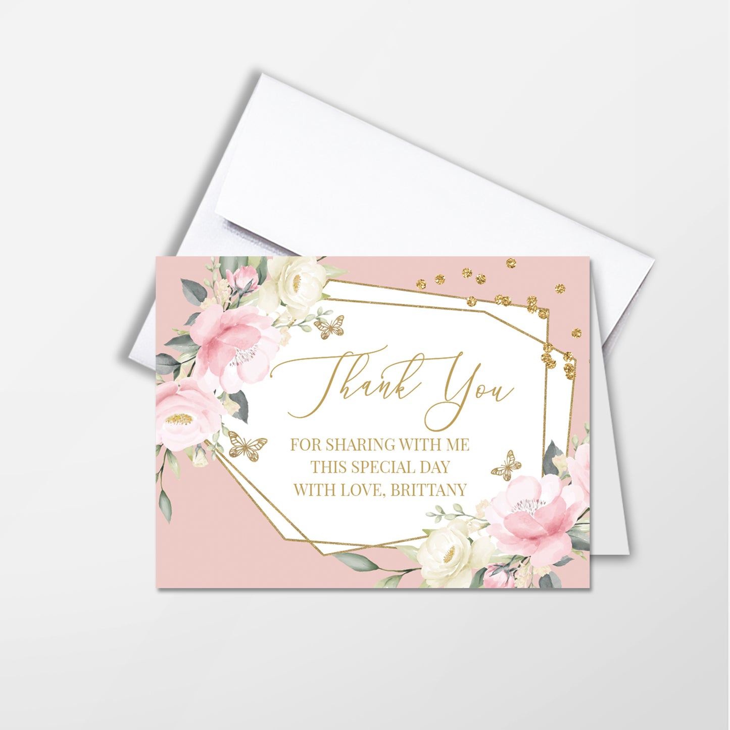 First Communion Invitation Girl Elegant Event Paper Set, Pink Floral and Butterflies Communion Collection, Any Religious Event