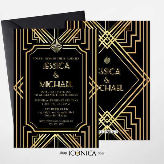 Roaring 20's Invitations Art Deco invitations, Great Gatsby Party Invitation Elegant Wedding party invitations {Gatsby Collection}