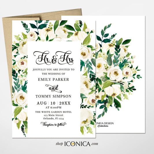Wedding Invitation Caroline Collection White Garden Invitations Printed Cards