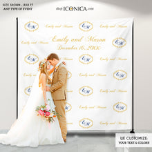 Load image into Gallery viewer, Wedding Photo Booth Backdrop, Custom Step And Repeat Backdrop, Engagement Party Banner, Wedding Backdrop Red Carpet, Printed
