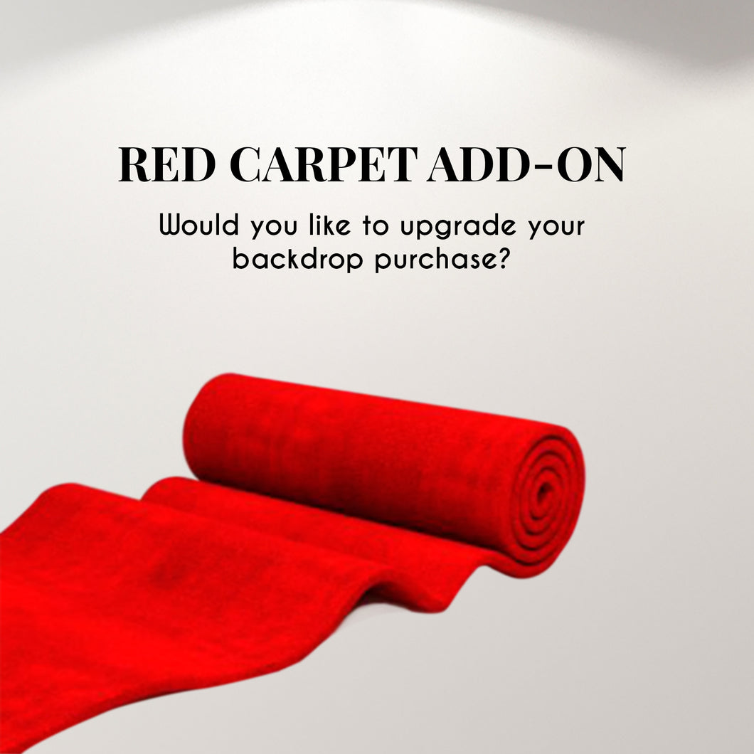 Upgrade your Backdrop purchase with a Red Carpet  - 8'x3' Red Carpet, 10'x3' Red Carpet, 12'x4' Red Carpet