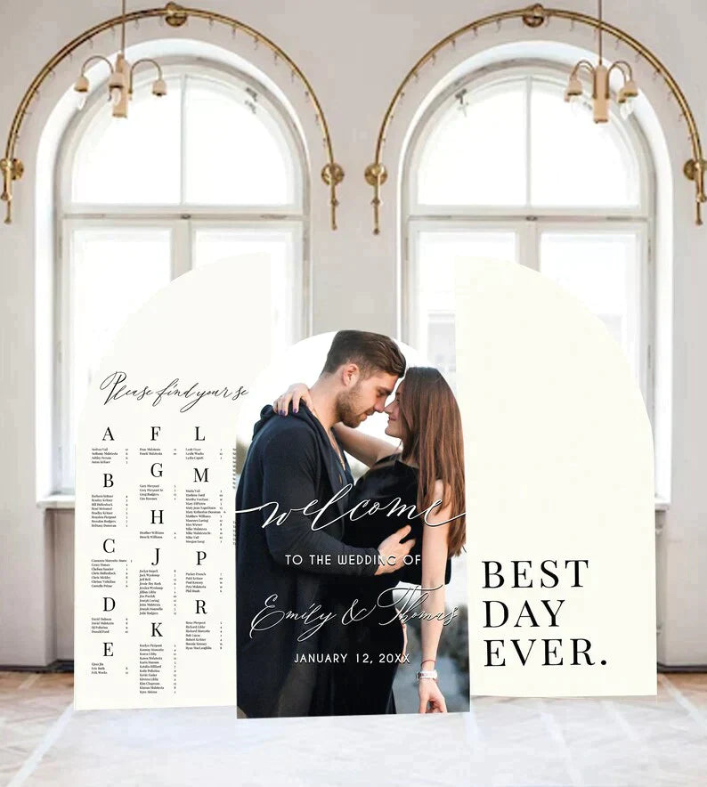 Arch Sign Large Bridal Shower or Wedding Tuscan Lemon Arched Panel with easel Entrance Sign Foam Board Custom text color Light Weight Indoor