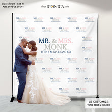 Load image into Gallery viewer, Photo Booth Backdrop, Custom Step And Repeat Backdrop, Engagement Party Banner, Wedding Backdrop Red Carpet, Printed BWD0014
