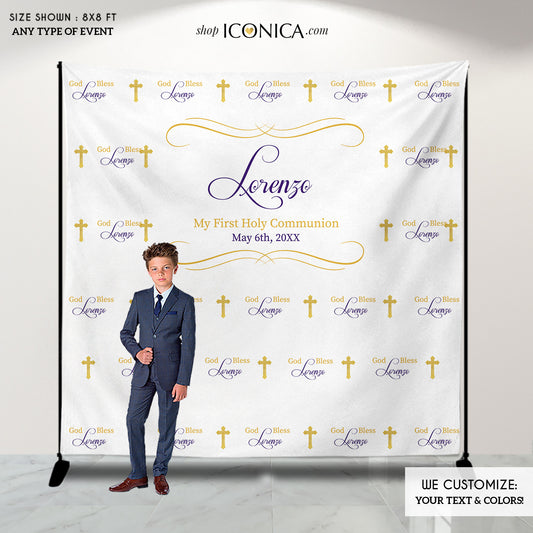 First Communion Photo Booth Backdrop, Custom Step And Repeat Backdrop,Religious Banner,Printed , Any color,Free Shipping BFC0006