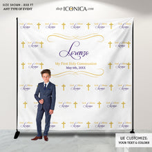 Load image into Gallery viewer, First Communion Photo Booth Backdrop, Custom Step And Repeat Backdrop,Religious Banner,Printed , Any color,Free Shipping BFC0006
