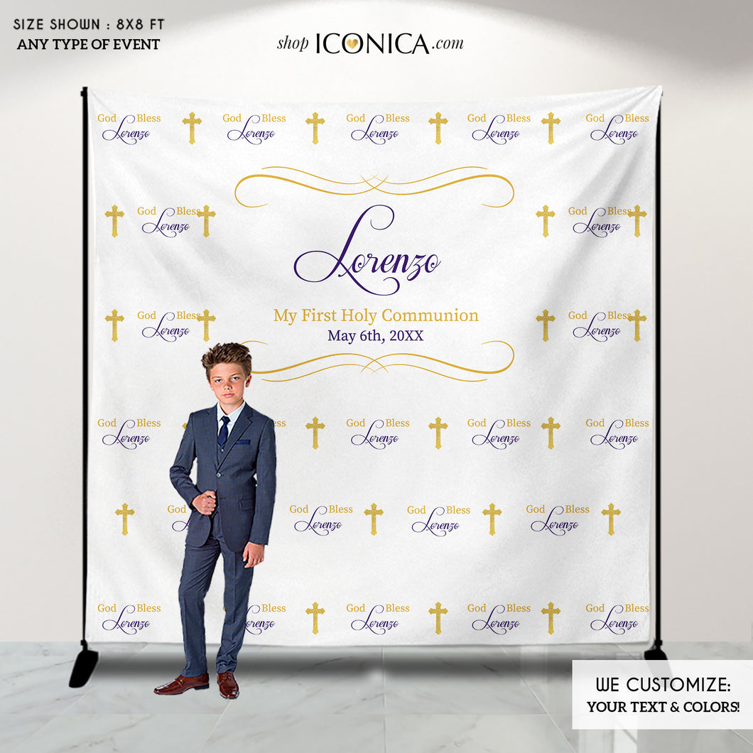 First Communion Photo Booth Backdrop, Custom Step And Repeat Backdrop,Religious Banner,Printed , Any color,Free Shipping BFC0006