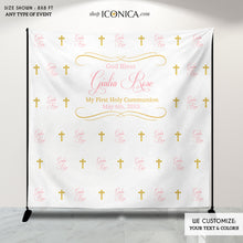 Load image into Gallery viewer, First Communion Photo Booth Backdrop, Custom Step And Repeat Backdrop,Religious Banner,Printed , Any color,Free Shipping BFC0006

