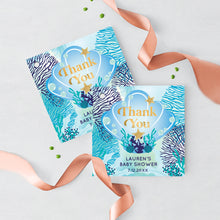 Load image into Gallery viewer, Under the Sea theme Favor Tags, Welcome Baby Boy Gifts Tags, Under the Sea Thank You Tags Printed Ocean theme Favor Tags, Aqua and Navy tags
