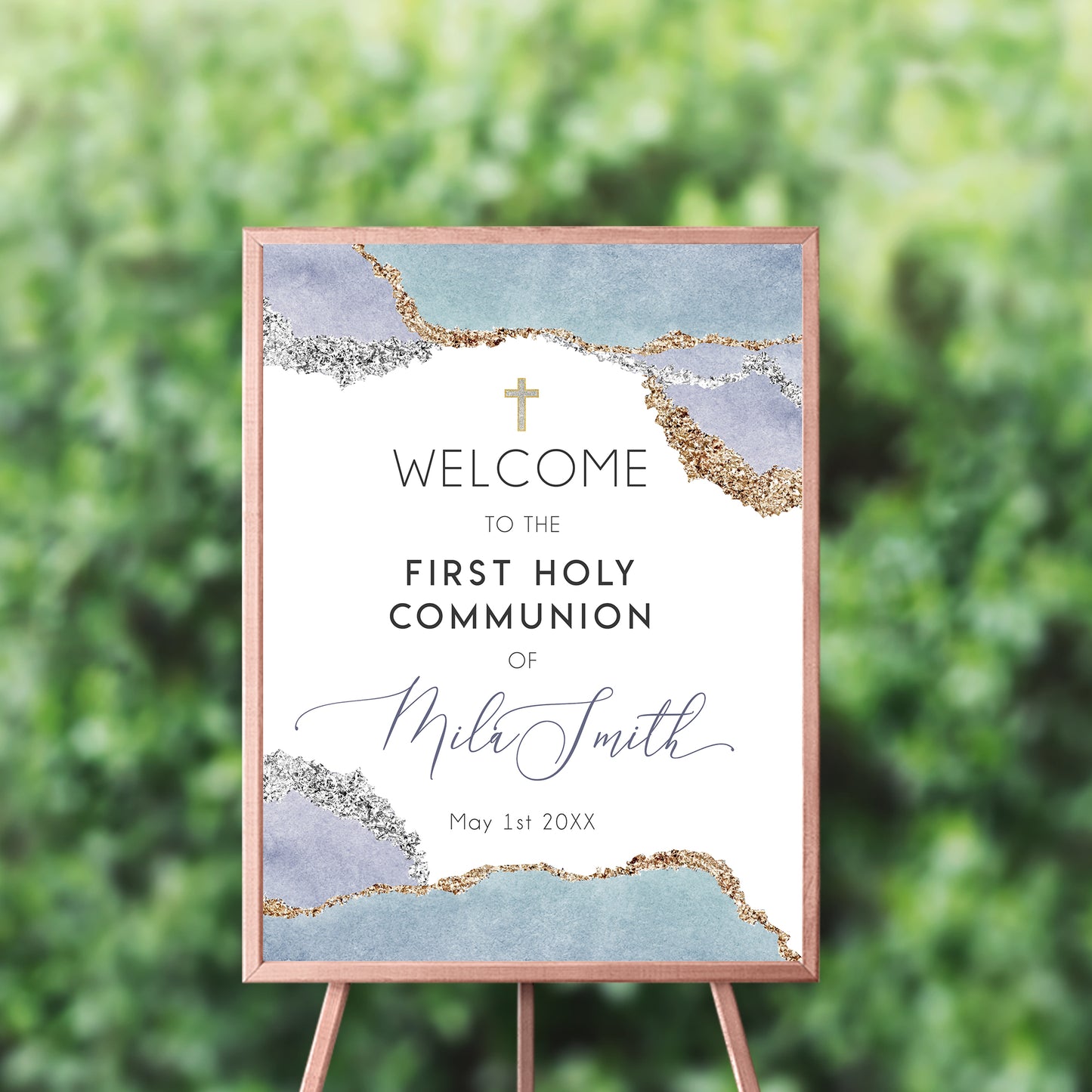 First Communion Invitation Boy or Girl Geode Elegant Invitations, Lilac Watercolor Geode Invitation, Any Religious Event