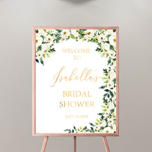 Load image into Gallery viewer, Engagement Party Decor,Wedding Welcome Sign, Floral Watercolor Wedding Decor, White Flowers and Gold Decor,Printed File SWWD005
