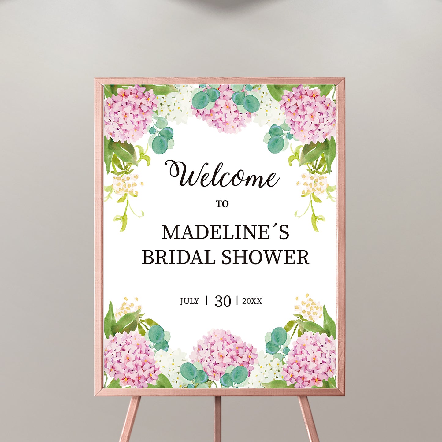 Floral Welcome Sign, Wedding Welcome Sign, Garden Party, Wedding Poster, Hydrangeas Decor, Printed SWWD004