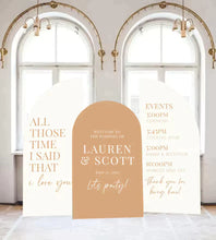 Load image into Gallery viewer, Arch Seating Chart welcome Sign Wedding Baby Shower or Bridal, any type of event, Arched Panel with easel Entrance Sign Foam Board
